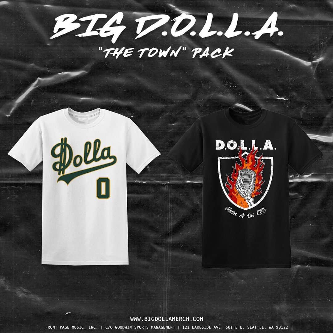 デイミアン・リラードのインスタグラム：「‪🚨 Closing out opening week of #BigDOLLA with a discounted merch bundle for The Town. Each tee + #BigDOLLA digital album pack for $15. Taking these down when week 1 closes at 9pm west coast time tomorrow. Get em at BigDOLLAmerch.com. Merch store link in my bio!  Design collab: @thesevenseven and @Mooyagi‬」