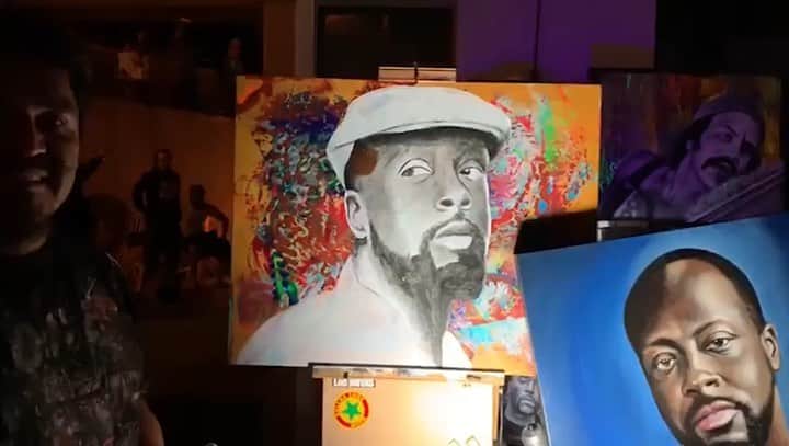 ワイクリフ・ジョンのインスタグラム：「Great morning  afternoon and goodnight ........ I was blown away by @randomartstudio painting me real time while I was performing .. I am inspired !!!!!! @eevisual」