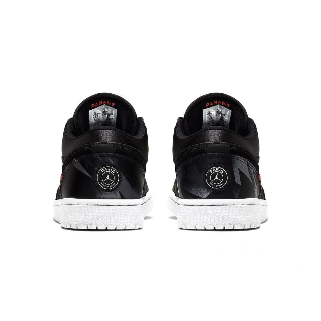 HYPEBEASTさんのインスタグラム写真 - (HYPEBEASTInstagram)「@hypebeastkicks: @psg and @jumpman23 have unveiled a new take on the Air Jordan 1 Low. Dressed in a black leather upper, the shoe features a PSG logo and jersey-inspired pattern on the heel, the word “PANAME” in red, and the classic “ICI C’EST PARIS” slogan and chant appears on the sockliner. It’s set to release via @nike SNKRS on August 20.⁠⠀ Photo: Nike」8月15日 16時52分 - hypebeast