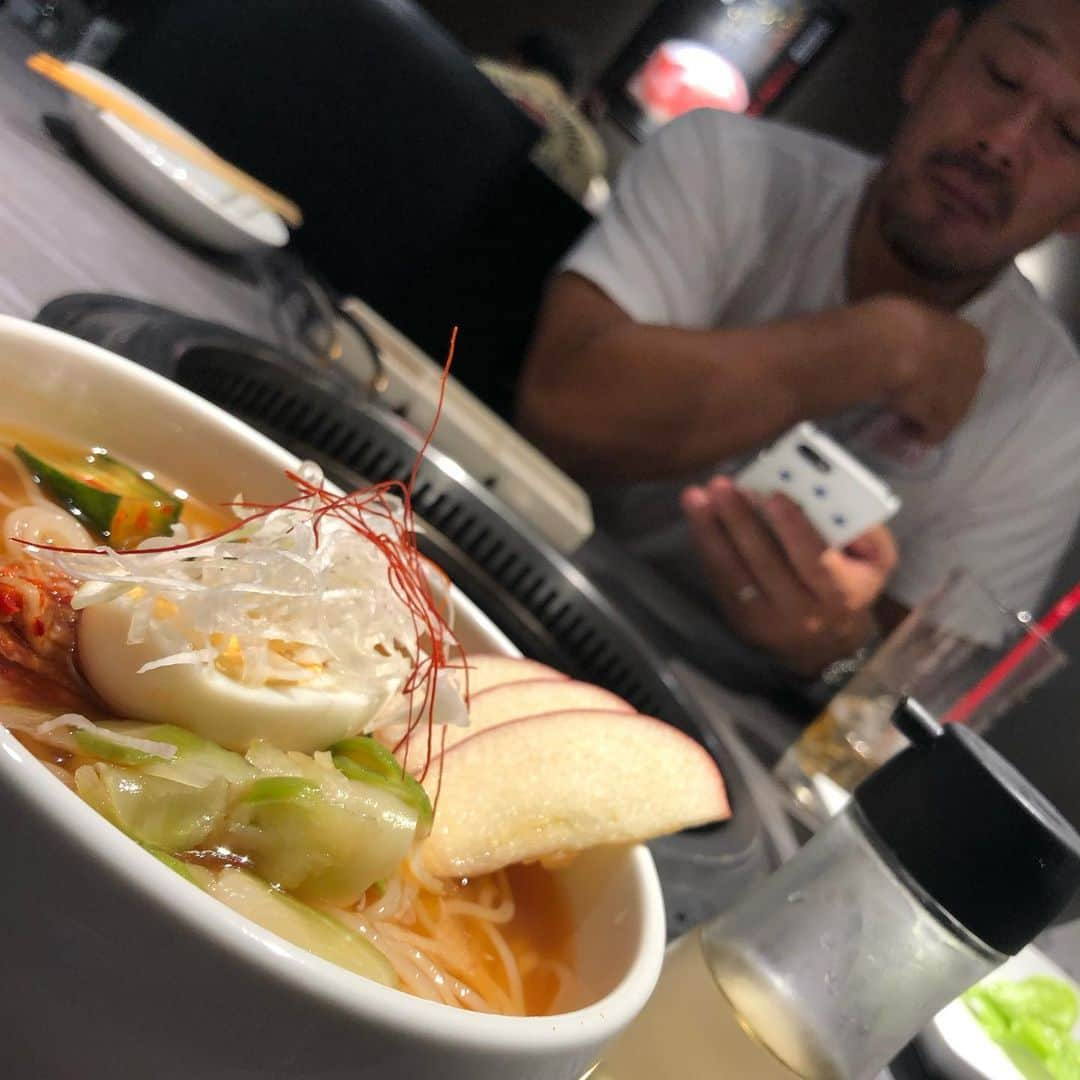 野尻智紀さんのインスタグラム写真 - (野尻智紀Instagram)「お肉が美味すぎて写真を撮り忘れました😅  夏の暑さに負けないパワーを手に入れた！  #焼肉 #冷麺 #焼肉秀門 #〆の冷麺 #冷麺がきてから写真撮り忘れに気付く」8月15日 19時04分 - tomoki_nojiri