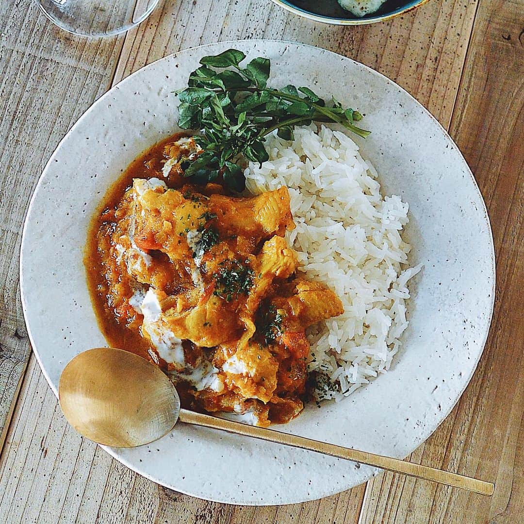 Natsuko Motoiのインスタグラム：「カメラロールに眠っていた、かなり前の冬瓜と鶏肉のカレー。 . . . . . #カレー #薬膳 #curry #ouchigohan #お昼ごはん #おうちごはん #おうちごはんlover #うつわ #暮らし #instafood #lunch #japanesefood #lowcarb #igersjp #フーディーテーブル #wp_deli_japan #foodpic #とりあえず野菜食」