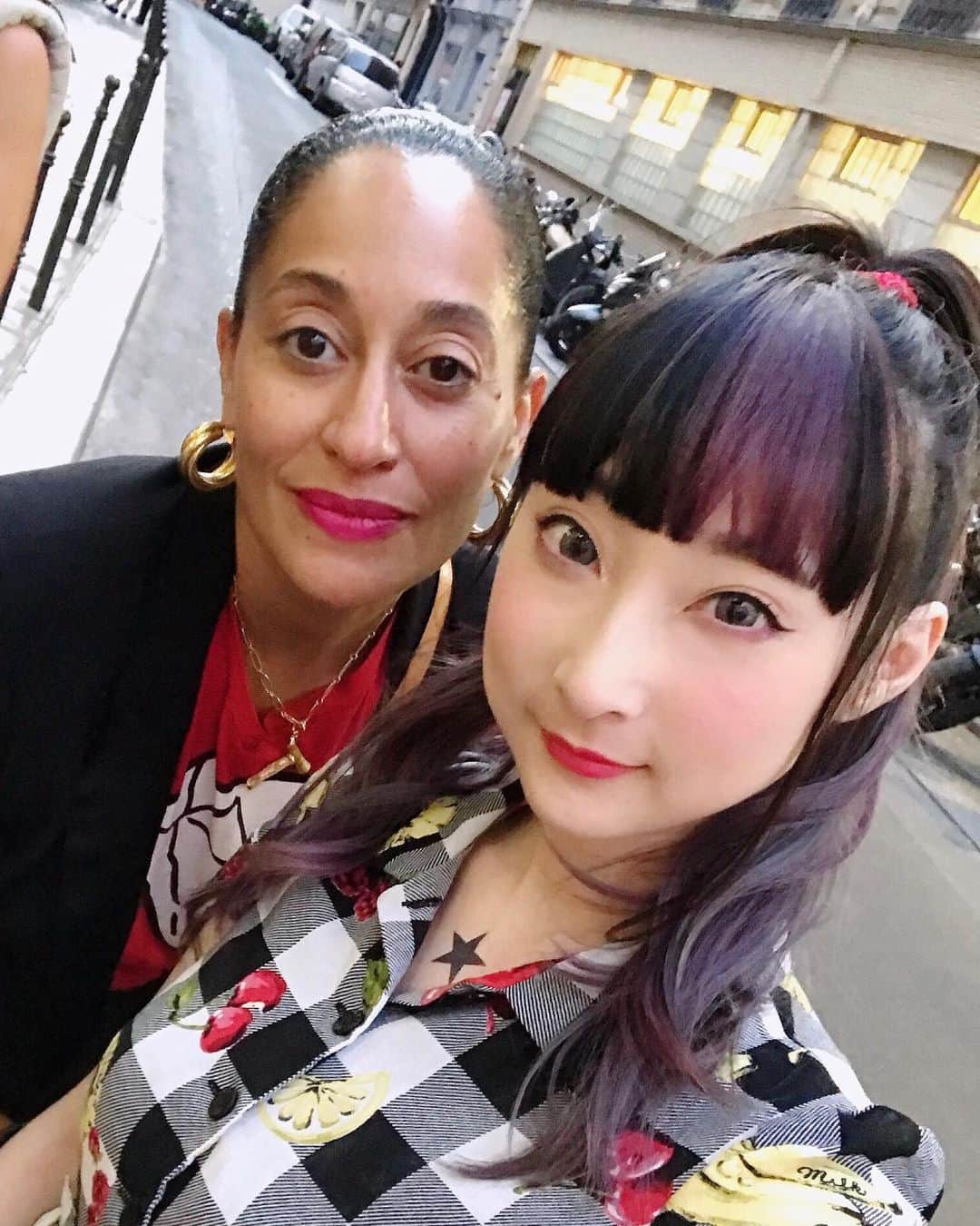 RinRinさんのインスタグラム写真 - (RinRinInstagram)「Throwback to the first day landing in Paris~ despite being jet-lagged, I still had lots of energy buzzing around in my body because it’s PARIS! And to add a cherry on top, I met @traceeellisross 💕 in line for udon♪ it took a lot of courage to say hi, and she was so beautiful and kind and very happy. She also took my photo cause she liked my outfit & makeup 😂😂😂 thank you for your time and the confidence boost😘💕 パリに着いた初日〜時差ボケは酷かったけどパリだから緊張エネルギー溢れてた⚡️⚡️⚡️ . . Dress: #milkharajuku Socks: #tutuanna Shoes: #unitednudetokyo x #isseymiyake  Bag: #milk (Photo ④ for tags) . . 👉🏻 #rinrinparis #rinrinfrance #rinrinootd . . . #rinrindoll #traceeellisross #ファッション #旅行 #夏 #おしゃれ #コーデ #撮影 #モデル #今日のコーデ #paris #パリ #国虎屋パリ #kunitorayaparis #kunitoraya #国虎屋 #travel #summer #summerootd #夏コーデ #harajuku #原宿」8月15日 20時08分 - rinrindoll