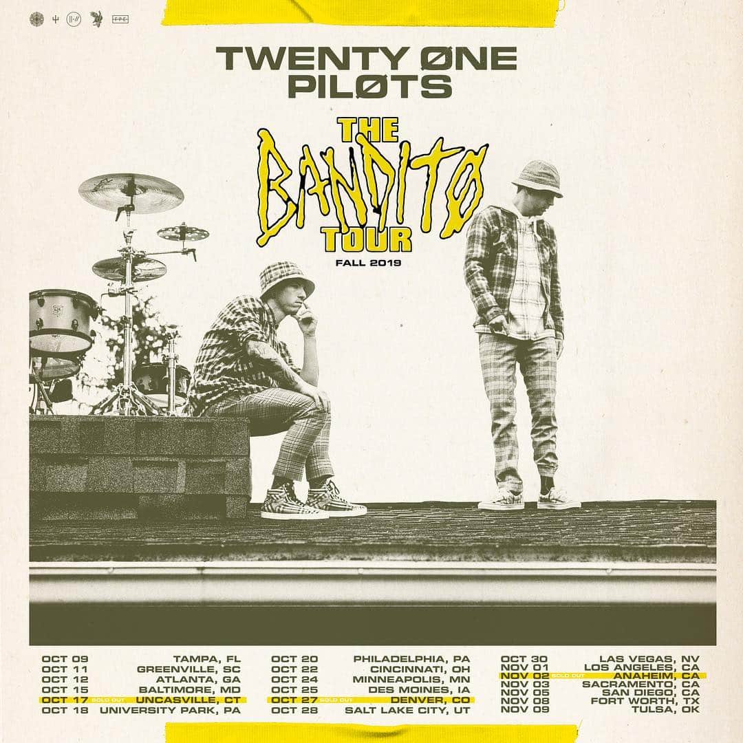 トゥエンティ・ワン・パイロッツのインスタグラム：「we just added a show in salt lake city. can you make it? hope you can make it. please make it. register for first access to tickets at twentyonepilots.com/banditotour」