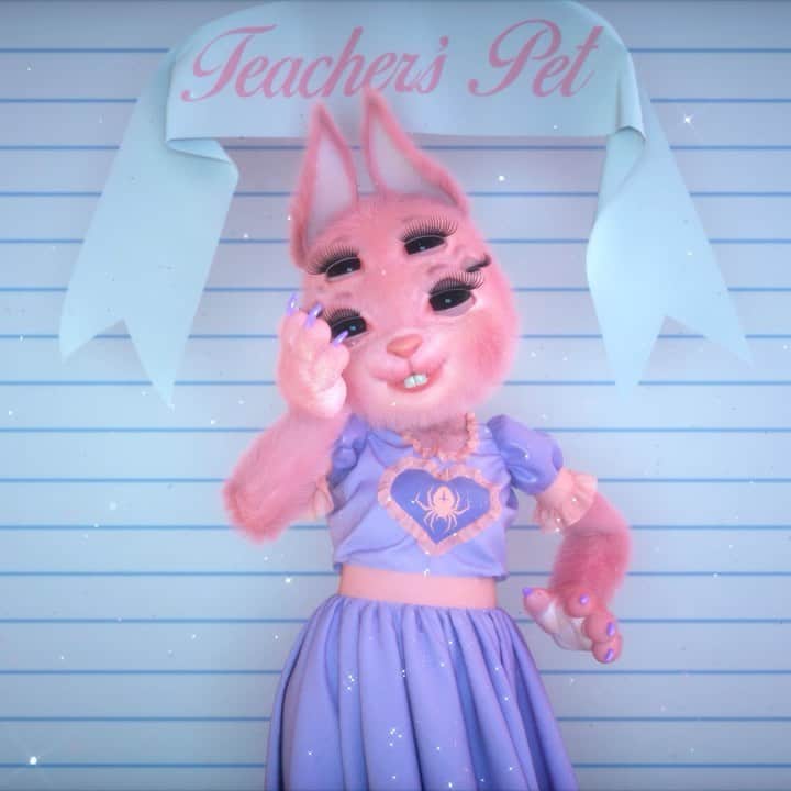 メラニー・マルティネスのインスタグラム：「Snippet of “Teacher’s Pet” off my album K-12 coming out in 22 days!👼🏼💗 ✨PRE-ORDER LINK IN BIO ✨  Artwork by @pastelae “She’s feeling like a spider in a cage, you liar. you were her desire, now she wants to light you on fire. But fuck it she’ll still give you a call and a lighter when you wanna get high and mess around till you get numb.”」