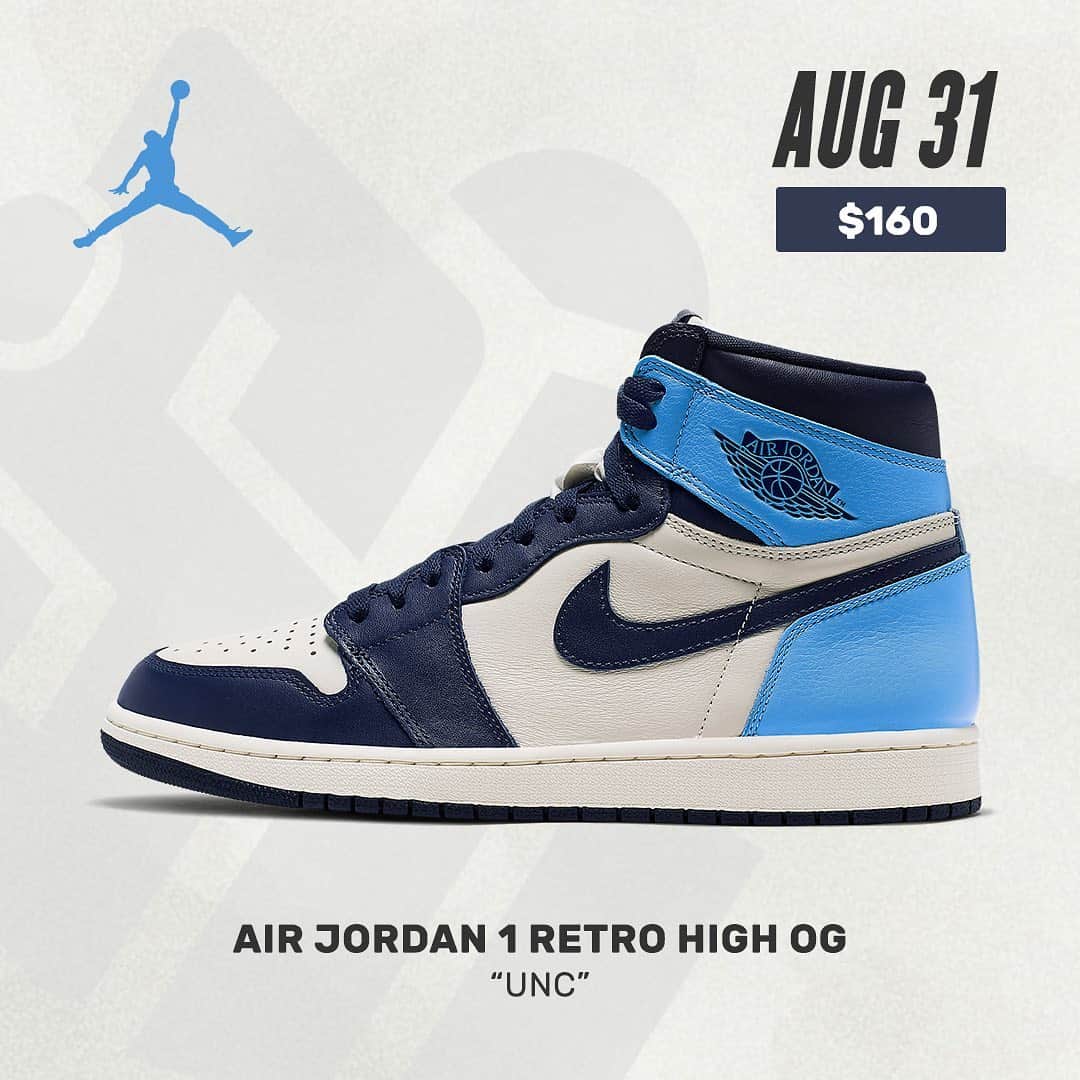 Sneaker Newsさんのインスタグラム写真 - (Sneaker NewsInstagram)「#SNReleaseAlert : The Air Jordan 1 Retro High OG “UNC” is set to drop on August 31st in adult and kids sizes. For full details, tap the link in our bio.」8月16日 10時27分 - sneakernews