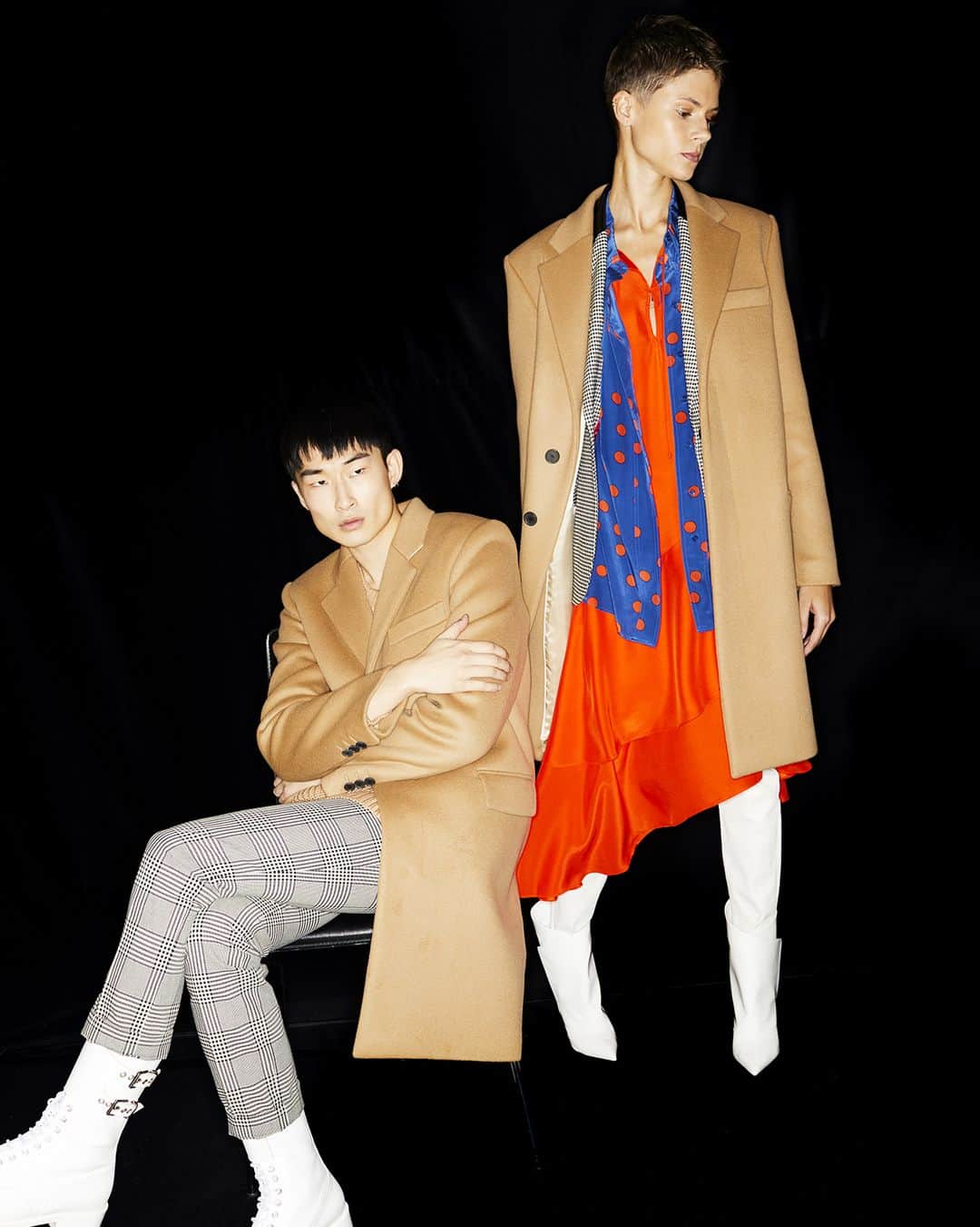 のインスタグラム：「Prince of Wales and cashmere mix & match FOR MEN & WOMEN #BarbaraBuiFW19  photo :@ecoutecherie models : @sangwo0 @michi.czastka」