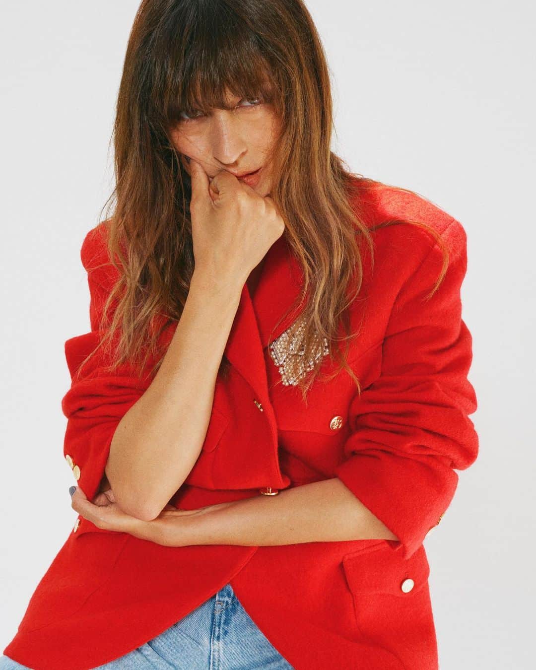 のインスタグラム：「@carolinedemaigret is our lady in red. Caroline wears #PaulSmithAW19 blazer in this month’s @eurowomandk.  Photography: @rasmuswengkarlsen」