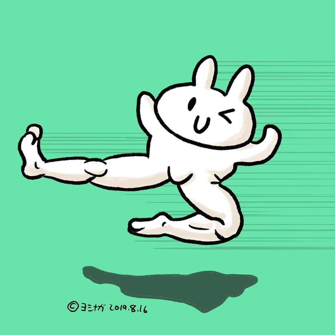  吉永龍樹のインスタグラム：「足をきたえたウサギ：いま行く ・ ・ ・ #ウサギ #うさぎ #鍛える #rabbit #rabbitfoot #LINEスタンプ #パリピ #僕秩 #ヨシナガ #dfnt #illustration #イラスト #いらすと #どうぶつ #kawaii #絵 #drawing #キャラクター」