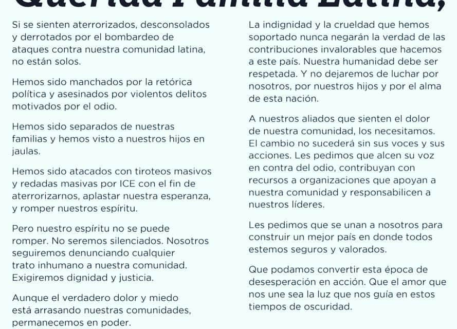 ダイアン・ゲレロさんのインスタグラム写真 - (ダイアン・ゲレロInstagram)「I am proud to be a signatory of the #QueridaFamilia solidarity letter to the Latinx community and our allies. Read the letter, share the love, and declare yourself an ally. Link in bio Over 200 Latinx leaders have joined forces to call on all of us to speak out and fight for the humanity of all people. Read the solidarity letter, share the love, and declare yourself an ally. http://bit.ly/queridafamilia. #QueridaFamilia」8月17日 0時24分 - dianexguerrero