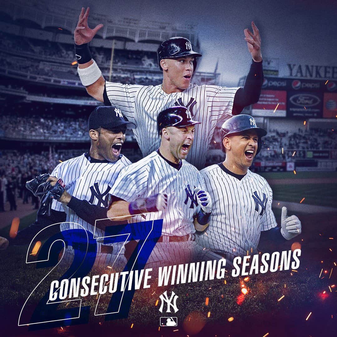 MLBさんのインスタグラム写真 - (MLBInstagram)「If you were born after 1992, you've never seen the Yankees have a losing season. 🔥」8月17日 10時55分 - mlb