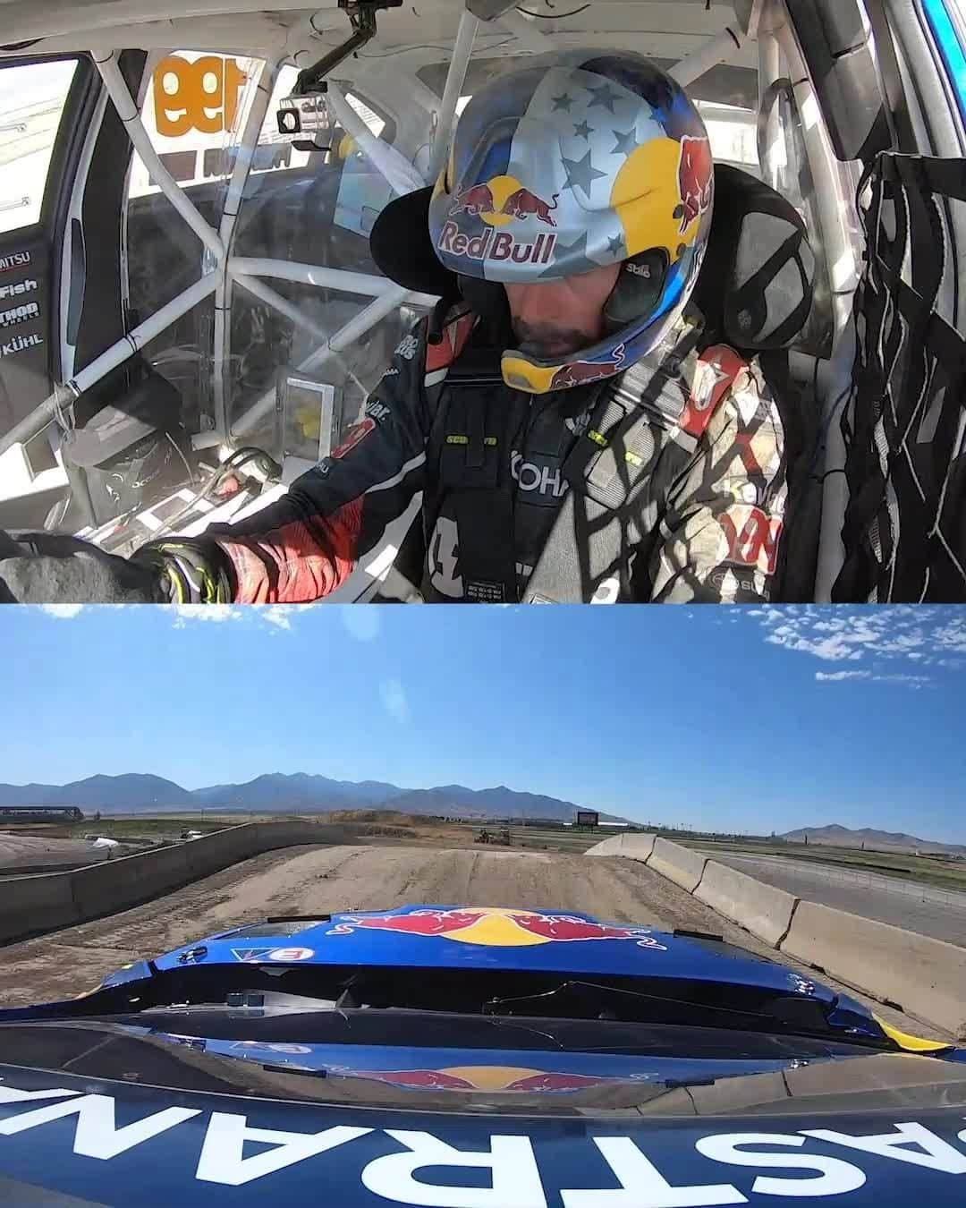 レッドブルのインスタグラム：「Travis Pastrana designed this track, so you know he had to go for a little test drive before the games kick off tomorrow 🏁 🏃‍♂️ @travispastrana 📍 @NitroWorldGamesOfficial  #NRX #NitroRallycross  #NitroWorldGames #Rally #POV #RedBull #GivesYouWings」