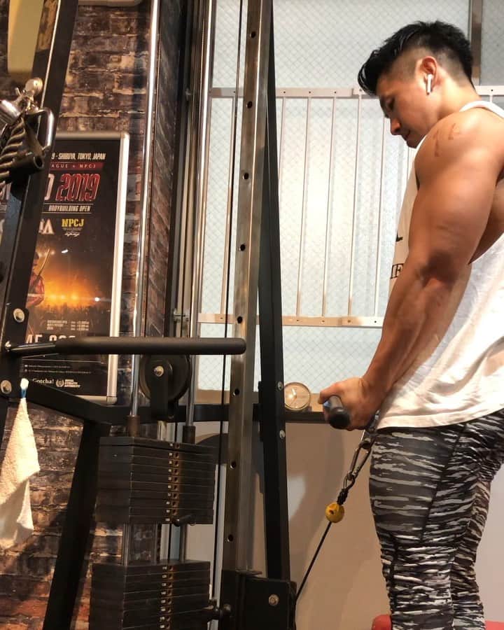 のインスタグラム：「腕トレ  やっぱり腕がパンプするとテンションあがる😆  ケーブルカール / @fatgripz 20回 3セット プレスダウン 20回 3セット 鍛錬プリチャーカール 10〜12回 3セット ダンベルスカルクラッシャー 15回 3セット  #workout #workoutlife #eatclean #teamlan #training #trainhard #ifbbpro #ifbbproleague #instafitness #arms #abs #diet #gymmotivation #gohardorgohome #bodybuilding #noresttobethebest #mensphysique #classicphysique #ワークアウト #ワークアウトライフ #トレーニング #筋トレ #減量 #ダイエット #減量のある生活 #チートのある生活 #思想を維持する精神は狂気でなければならない」