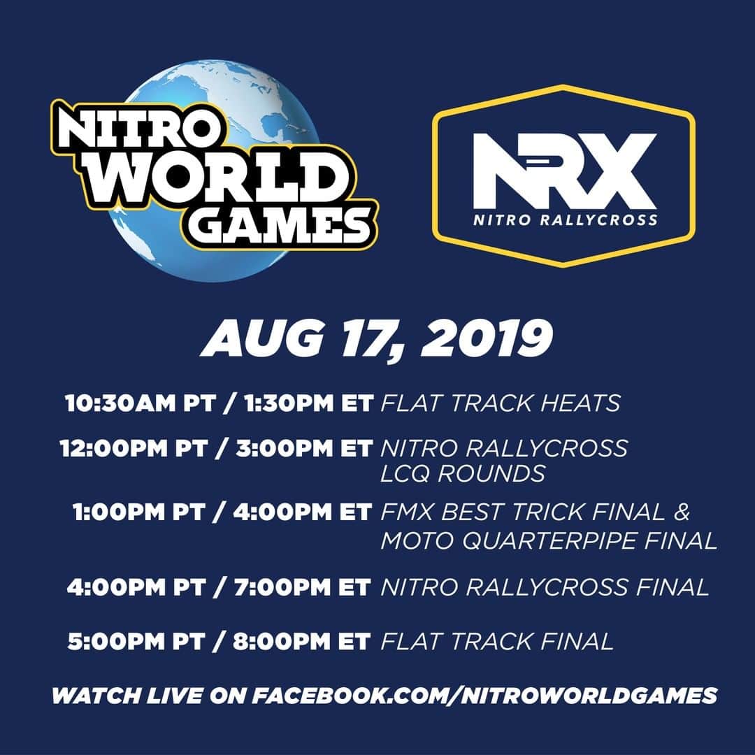 Subaru Rally Team USAさんのインスタグラム写真 - (Subaru Rally Team USAInstagram)「HOW TO WATCH NITRO WORLD GAMES ON SATURDAY  FB: Subaru Motorsports USA and Nitro World Games pages) YouTube: Nitro Circus Page  Schedule: #NRX LCQ Rounds from 3p ET / 12p PT (1p Local) #NRX Championship Race from 7p ET / 4p PT (5p local)  #NitroWorldGames #NRX #Schedule #Subaru #SubaruRX #SubaruMotorsportsUSA」8月17日 15時11分 - subarumotorsportsusa