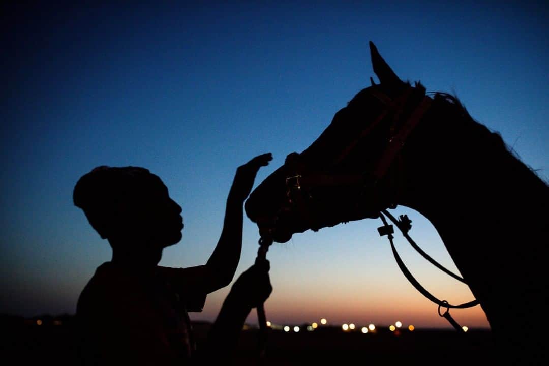 ナショナルジオグラフィックさんのインスタグラム写真 - (ナショナルジオグラフィックInstagram)「Photo by Tasneem Alsultan @tasneemalsultan | Muhammad, a groom from Sudan, has been in Saudi Arabia for the past three years. Each day he tends to his horse at dawn and sunset, to prepare for the Riyadh race track. #riyadh #saudiarabia #horse #groom」8月17日 15時31分 - natgeo