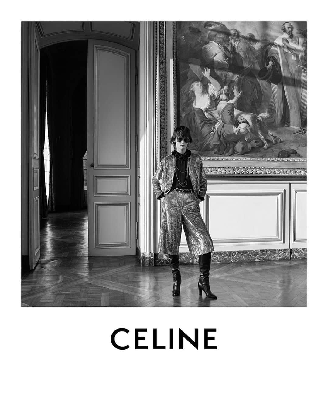 Celineさんのインスタグラム写真 - (CelineInstagram)「THE 16 COLLECTION CELINE WOMEN WINTER 19 CELINE COUTURE GOLD EMBROIDERED CARDIGAN JACKET  LARA PHOTOGRAPHED IN MARCH 2019 AVAILABLE IN STORE AND CELINE.COM AUGUST 19TH ⠀⠀⠀⠀⠀⠀ #CELINEBYHEDISLIMANE」8月17日 16時20分 - celine