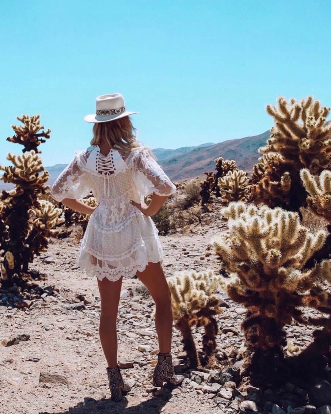 SPELLさんのインスタグラム写真 - (SPELLInstagram)「One of our favourite places 🌵 honey @kirstycane desert style in our Dawn Lace Mini Playdress 🦋」8月17日 16時39分 - spell