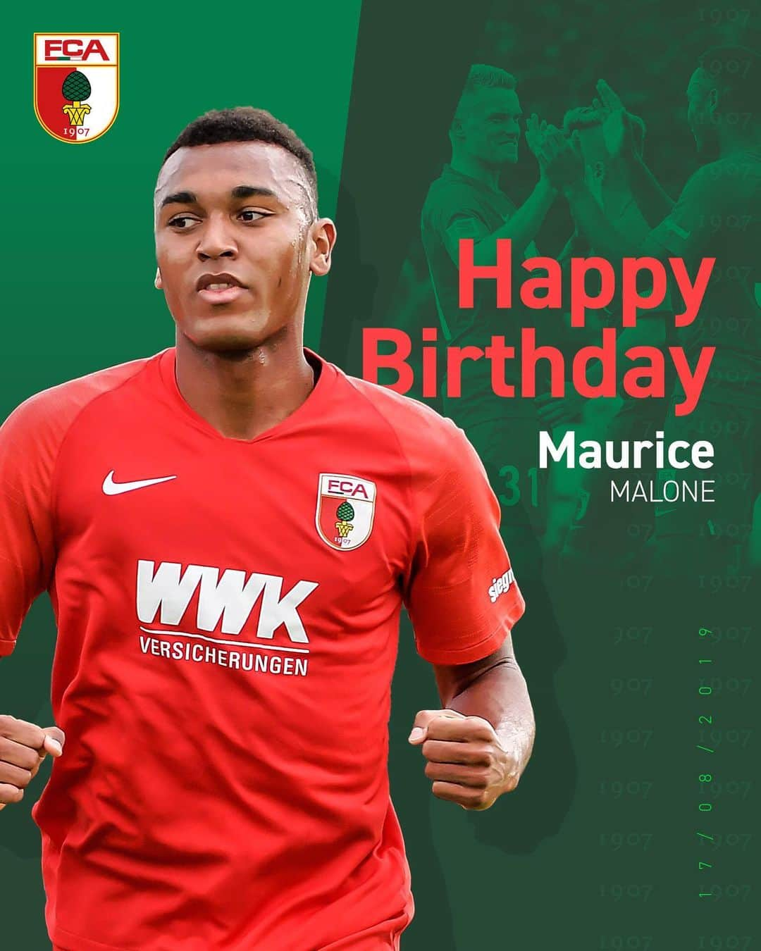 FCアウクスブルクさんのインスタグラム写真 - (FCアウクスブルクInstagram)「Alles Gute zum 1️⃣9️⃣. Geburtstag, @_mauricemalone! 🥳🤙 Immer weiter! 🙌 #FCA #FCA1907 #fcaugsburg #malone」8月17日 19時04分 - fcaugsburg1907