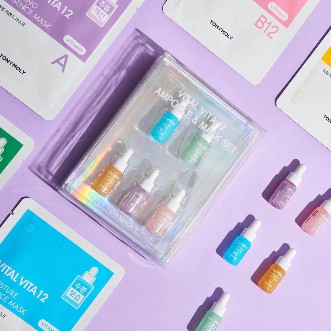 TONYMOLY USA Officialさんのインスタグラム写真 - (TONYMOLY USA OfficialInstagram)「Not sure which Vital Vita 12 Ampoule is right for your skin? Or just want to try them all? Our Vital Vita 12 Trial kit includes 5 mini ampoules as well as 5 corresponding sheet masks so you can try them all! 🌈✨ Tap to shop // #xoxoTM #TONYMOLYnMe」8月18日 0時01分 - tonymoly.us_official