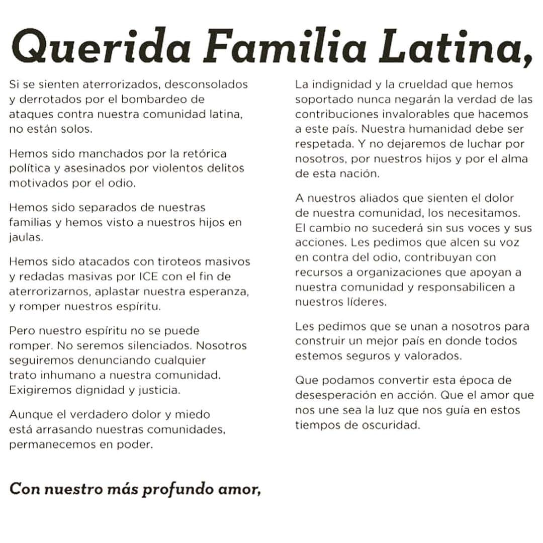 ペドロ・パスカルさんのインスタグラム写真 - (ペドロ・パスカルInstagram)「Over 200 Latinx leaders have joined forces to call on all of us to speak out and fight for the humanity of all people. Read the solidarity letter, share the love, and declare yourself an ally. Link in bio. #QueridaFamilia」8月18日 0時32分 - pascalispunk