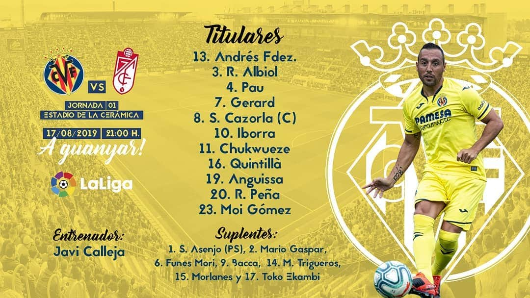 ビジャレアルCFさんのインスタグラム写真 - (ビジャレアルCFInstagram)「#VillarrealGranada | Este es nuestro '11' para arrancar @laliga ante el @granadacf. 📝⚽️ Endavant, a triomfar, a guanyar #Villarreal! . #VillarrealGranada | Here is our starting XI to kick off @laliga against @granadacf. 📝⚽️ Endavant, a triomfar, a guanyar #Villarreal!」8月18日 3時18分 - villarrealcf