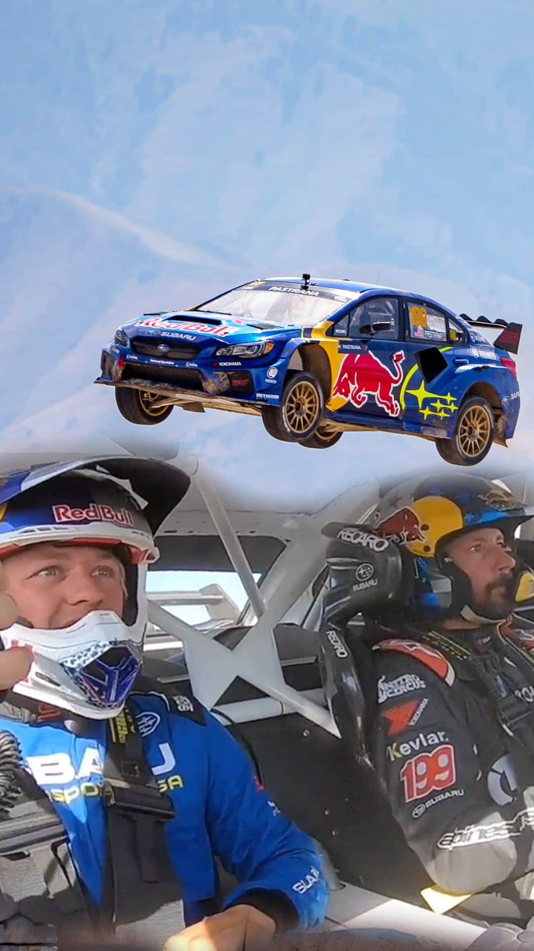 レッドブルのインスタグラム：「When Travis drives, cars fly. Watching these two riiiiiiiiiiiiiipppp almost breaks the #NitroWorldGames Stoke-Meter 🔥but thankfully there's more (drifting, flying and course ripping) over at Red Bull Motorsports. #RedBullMotorsports #NRX #Nitro #Rally #RedBull #GivesYouWings」