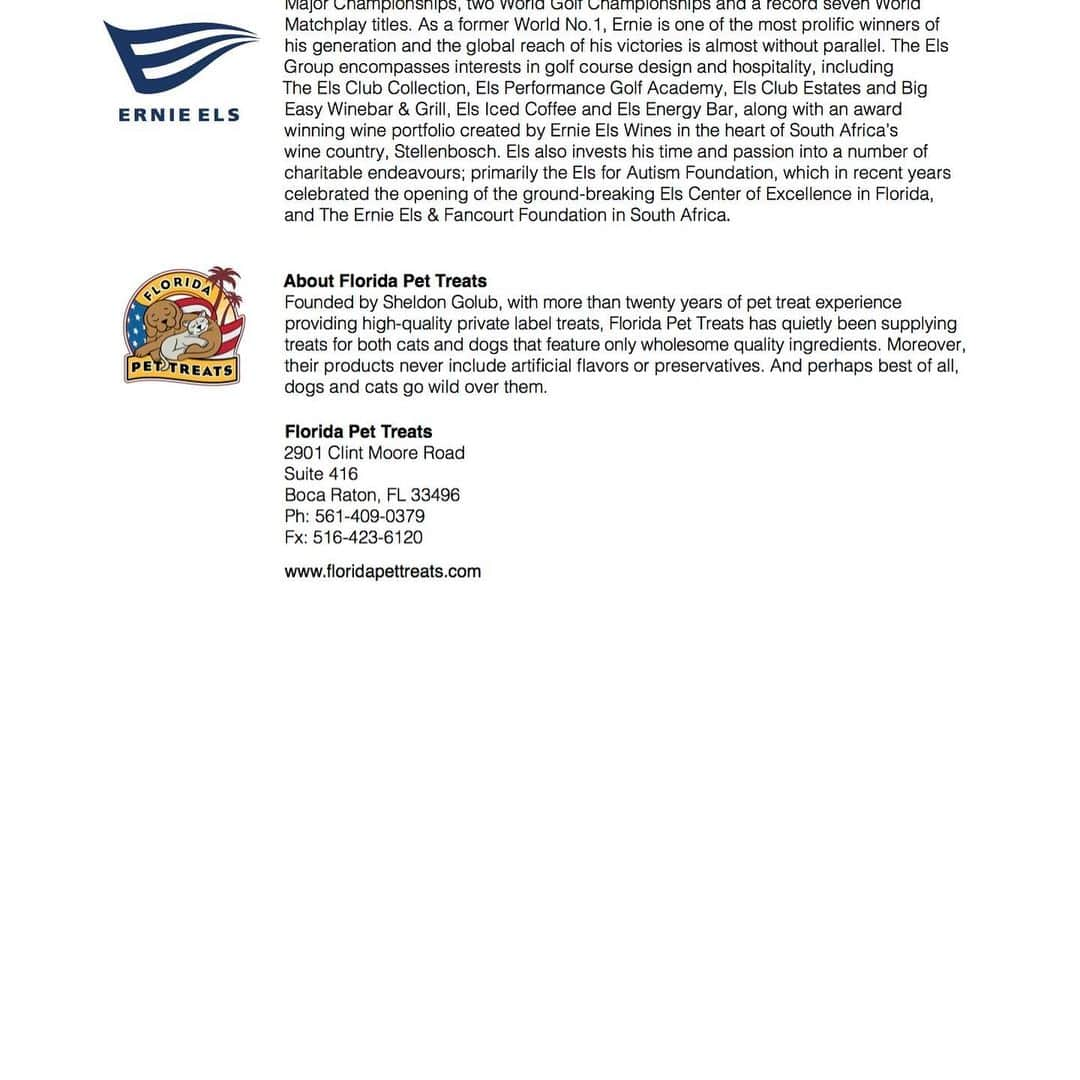 アーニー・エルスさんのインスタグラム写真 - (アーニー・エルスInstagram)「Excited to exhibit @superzooshow Las Vegas and launch our new PET TREATS business using pure, all natural, chicken & salmon treats for your four-legged foodies! A new arena for me, I’m proud to be involved and partnering with the best in the business in Florida Pet Treats. Come see me on Booth #1264 on August 20. For more information: www.floridapettreats.com. #SZ19 #petproducts」8月18日 3時58分 - ernieelsgolf