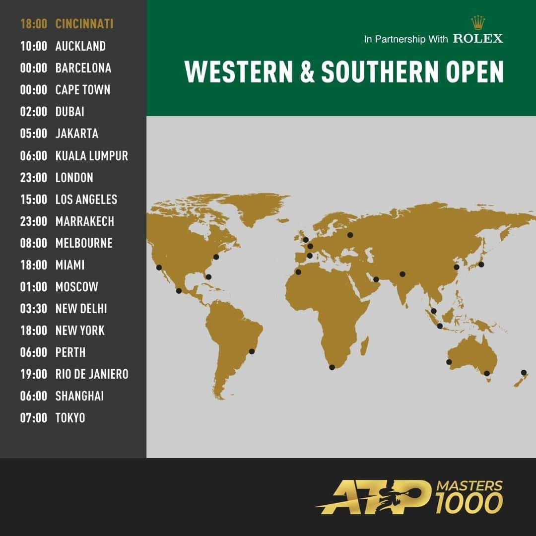 ATP World Tourさんのインスタグラム写真 - (ATP World TourInstagram)「Semi-Final No. ✌️ of #CincyTennis 🔥 Where will you be tuning in from? 🌎」8月18日 5時00分 - atptour