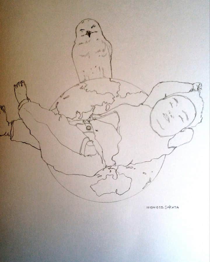 佐藤寛子さんのインスタグラム写真 - (佐藤寛子Instagram)「男の子とフクロウ。 お題を頂き、描いたお気に入りの一枚です(>_<) #art#フクロウ#男の子#梟」8月18日 15時43分 - memeco.s