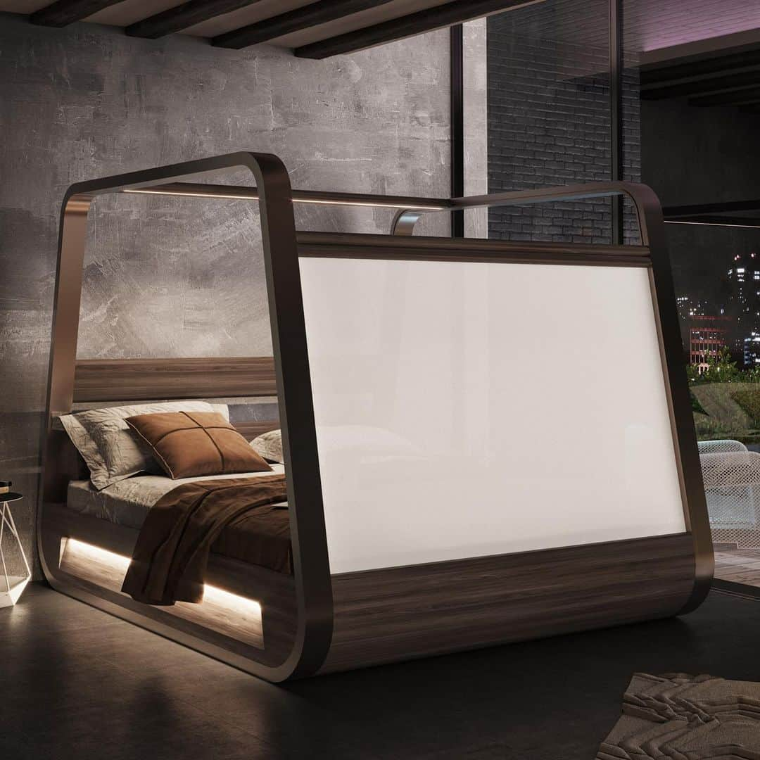 HYPEBEASTさんのインスタグラム写真 - (HYPEBEASTInstagram)「#hypelife: Hi-Interiors has unveiled its latest app-enabled smart bed. It features a built-in 4k projector that can be paired with a variety of devices to watch movies or TV on a retractable 70-inch screen, and speakers hidden within the frame which provide an all-encompassing sound experience. It also includes a full lighting system that acts as a reading light and a floor guide at night, as well as a health feature and a smart audio alarm. It’s now available for pre-order on Hi Interior’s website. ⁠⠀ Photo: Hi-Interiors」8月18日 16時00分 - hypebeast