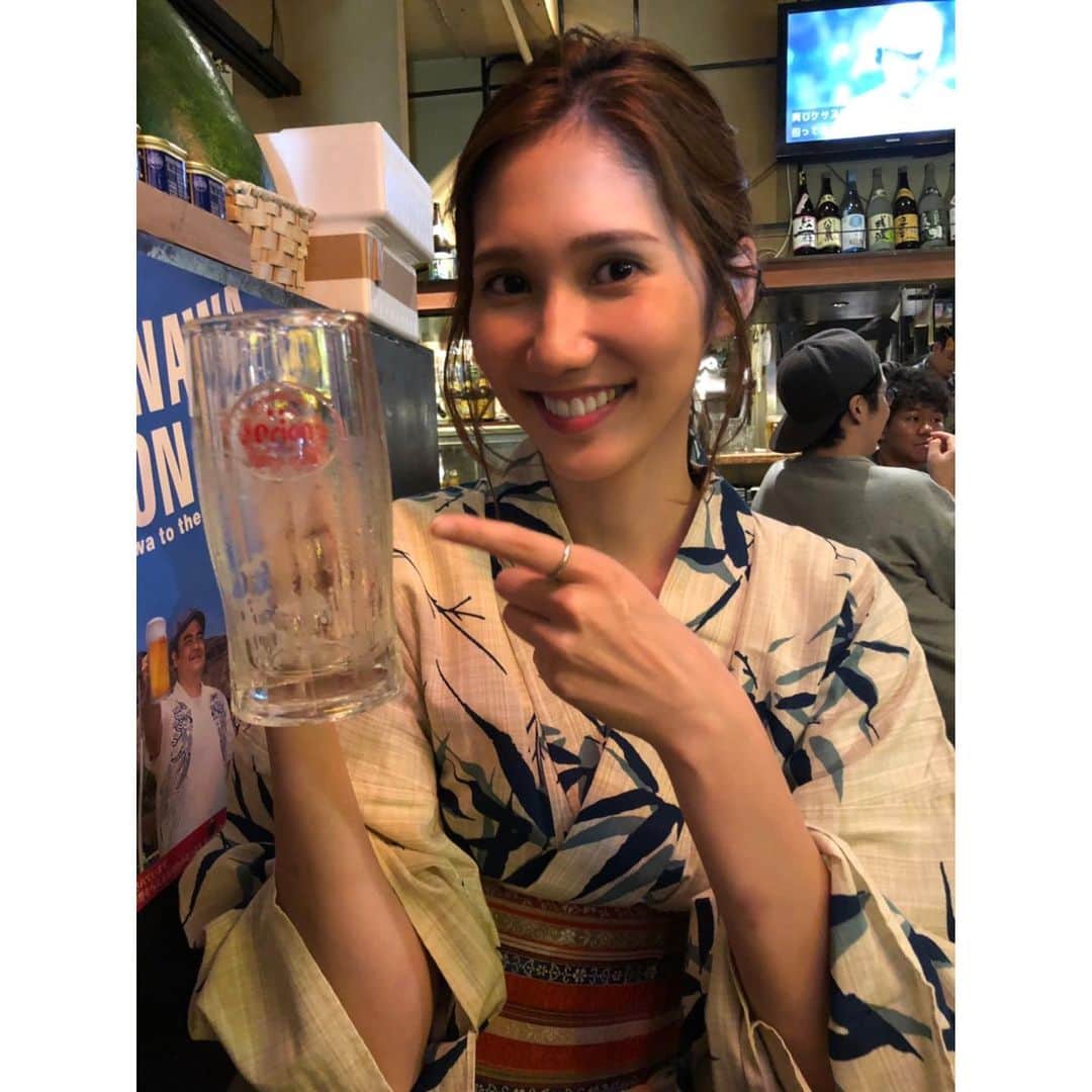 春輝のインスタグラム：「オジー自慢の🍺  #沖縄料理#オリオンビール#浴衣#夏 #春輝#haruki」