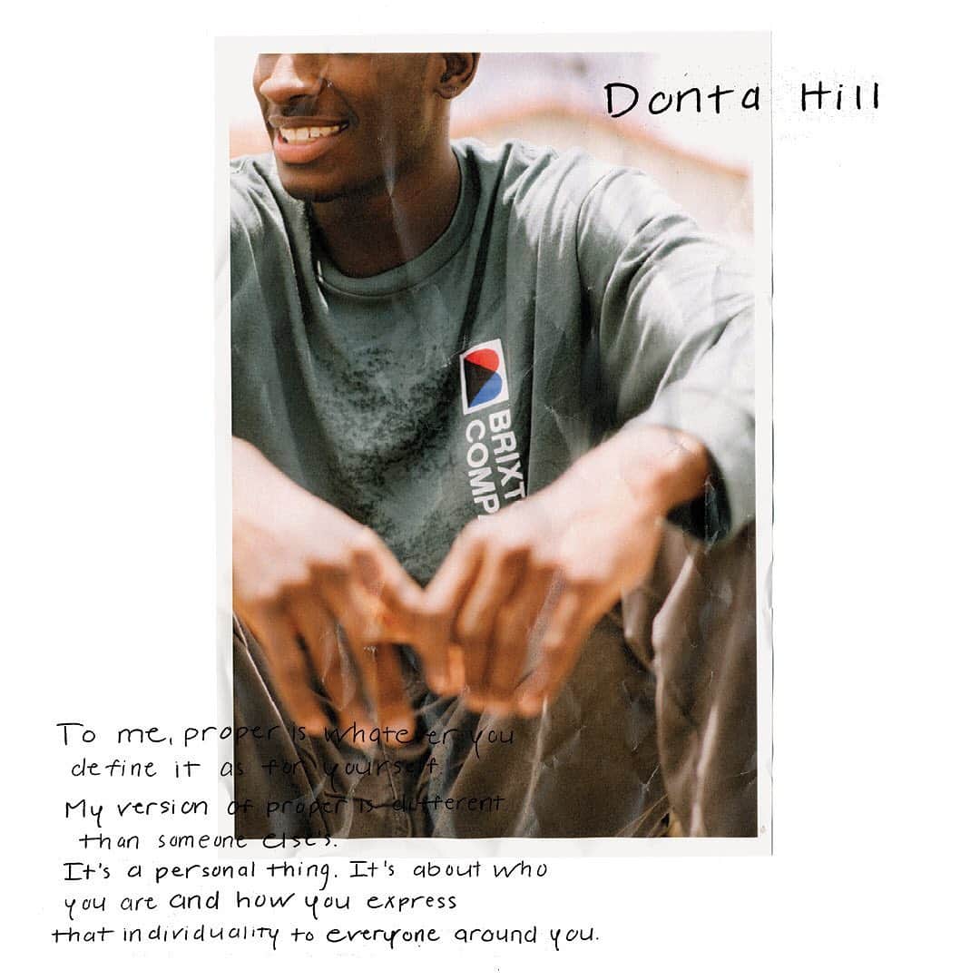 のインスタグラム：「@dontaahill #doneproper for our Fall Collection. 📸 @andrewjamespeters」