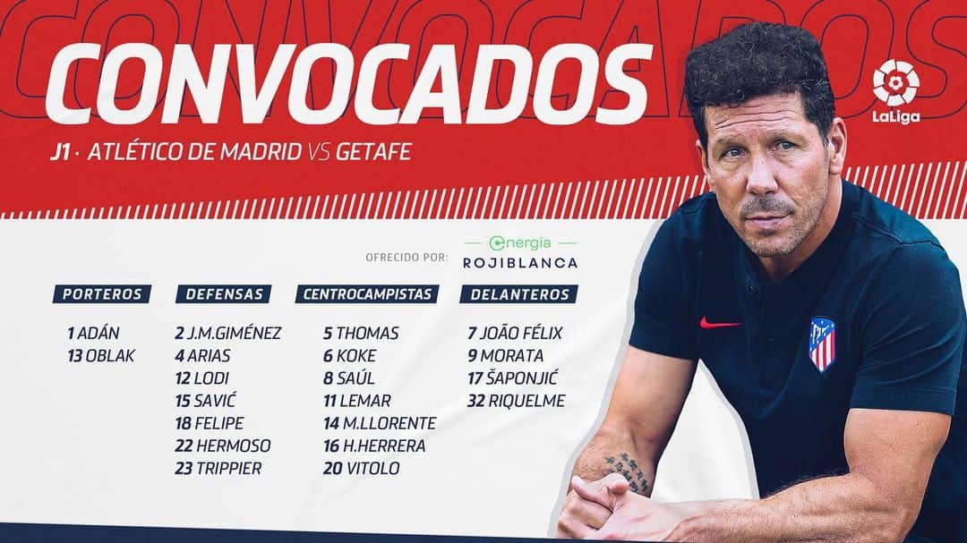 アトレティコ・マドリードさんのインスタグラム写真 - (アトレティコ・マドリードInstagram)「📋 | CONVOCATORIA ¡Descubre la lista de @Simeone para el estreno en LaLiga 2019-20! 👇 - 📋 | SQUAD LIST Take a look at @Simeone 's squad list for our first LaLiga match of the season! 👇 - 📋 | LE GROUPE Voici les joueurs convoqués par @Simeone pour notre premier match de LaLiga 2019-20! 👇  #AúpaAtleti #AtletiGetafe #Atleti #Atlético #AtléticoDeMadrid #WandaMetropolitano #Fútbol #Soccer #Football」8月18日 18時40分 - atleticodemadrid