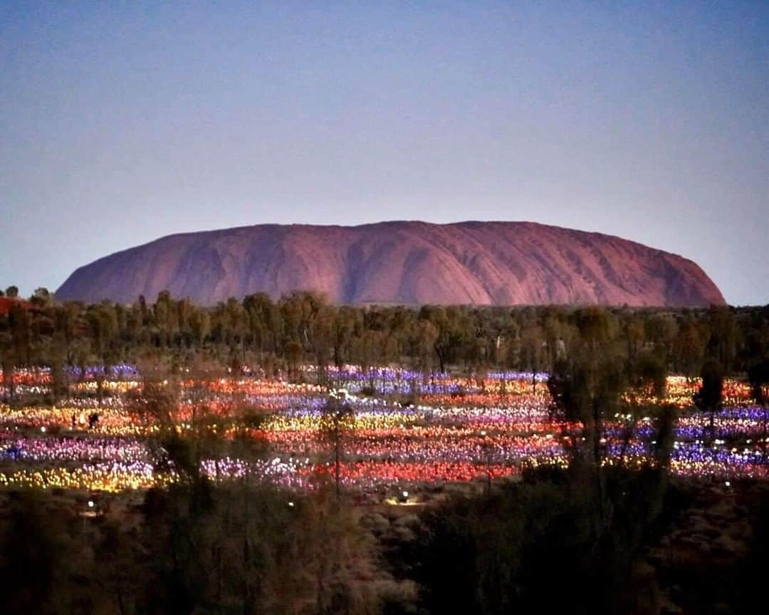 Australiaさんのインスタグラム写真 - (AustraliaInstagram)「@exploreuluru really turns the magic on at night. ✨ @rickkelly15 recently visited the #FieldofLight art exhibition at this @ntaustralia icon, where 50,000 solar-powered stems light up after sunset and glow throughout the night. Created by artist #BruceMunro, this art piece was inspired by the majestic #Uluru, and will be on display until 31 December 2020. Book a tour to walk through the lights at your own pace, or treat yourself to a #SoundsofSilence three-course dinner overlooking this view, it’ll make your @visitcentralaus trip extra special.  #seeaustralia #NTaustralia #redcentreNT #naturephotography #travel」8月18日 20時00分 - australia