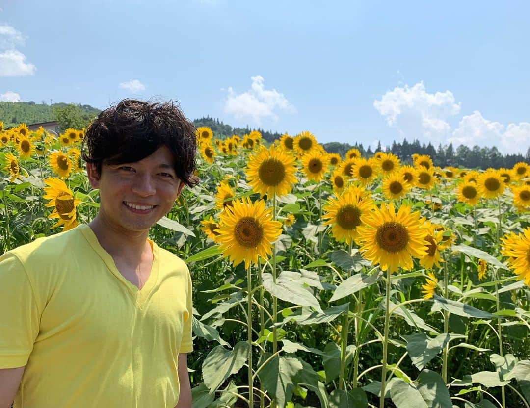 工藤淳之介さんのインスタグラム写真 - (工藤淳之介Instagram)「光星が紙一重で敗退し 肩を落としていますが そんな時こそ！ 元気にまた明日から頑張りたい！  ということで、bsnのラジオ・テレビで紹介済みのスポットへ。  夏は向日葵🌻 テニスラケットのグリップは20年間ずっと黄色、愛車も1台前はイエローでした。 10万㎡、100万本、27品種！ ビタミンカラー、やっぱり元気もらえます🙂  #妙高市 #妙高高原 #向日葵 #ヒマワリ #ひまわり畑  #緑の魔術師 #石原和幸  さん #プロデュース #ひまわりコキア王国  #津南のひまわり畑  も #最高  ですが #新潟  に #新名所誕生 #ちょうど見頃  #sunflower  #yellow  #加工なし #黄色 #空の青 #ビタミンカラー #元気注入  #bsn #アナウンサー #光星 #ナイスファイト #夏が終わった #でもまだまだ #夏っぽいことしたい #工藤淳之介」8月18日 20時39分 - kudojun_nosuke_bsn