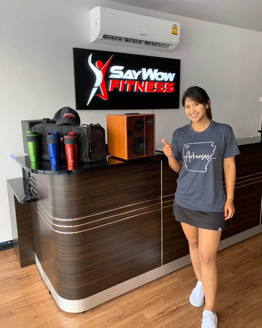 ポーナノン・ファトラムのインスタグラム：「ออกกำลังกายกันค่ะ🤗 #saywowfitness #behealthybehappy😁」