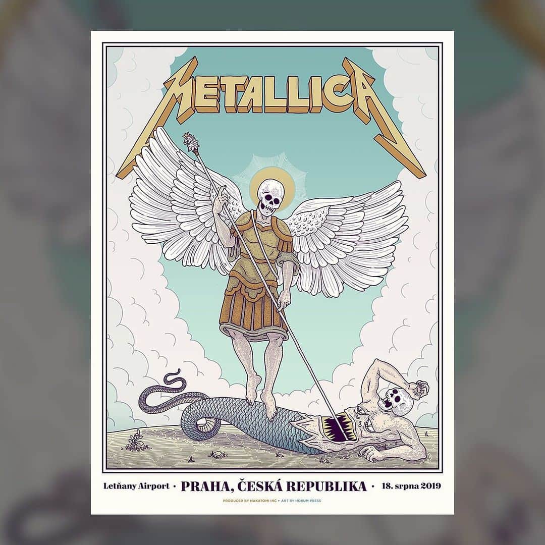メタリカさんのインスタグラム写真 - (メタリカInstagram)「TONIGHT IN PRAGUE AIRPORT LETNANY ・・・ @thebandghost and @bokassaband kick off the show! ・・・ Poster Art: @kentaylorart Enhanced Experience Poster Art: @hokumpress ・・・ #MetInPrague #WorldWired #Metallica」8月18日 23時28分 - metallica