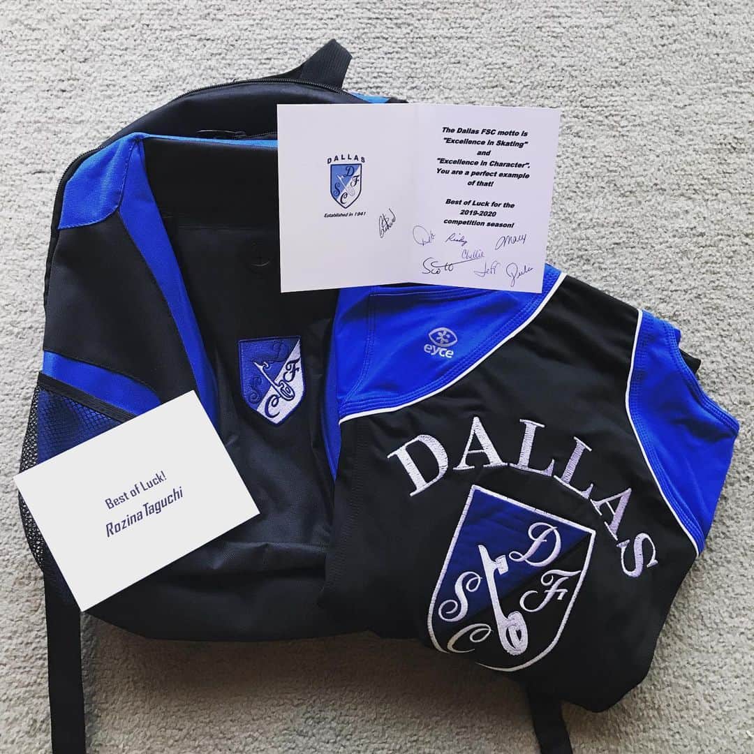 Rozinaのインスタグラム：「Thank you so much Dallas Figure Skating Club for brand new club jackets and backpacks!!!🤩🤩🤩 #BESTCLUBEVER #represent」