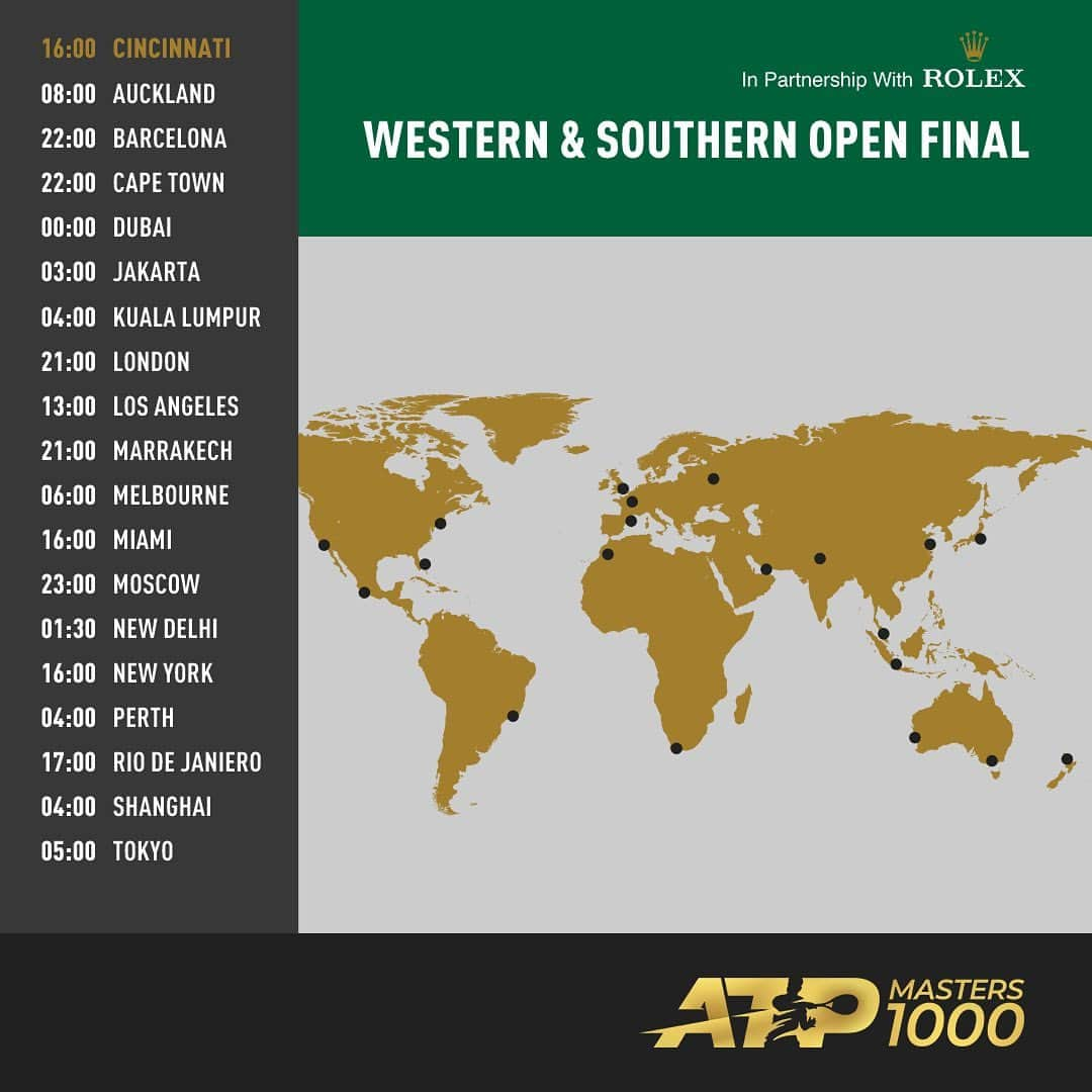 ATP World Tourさんのインスタグラム写真 - (ATP World TourInstagram)「Where in the 🌍 will you be watching today’s @cincytennis singles final?」8月19日 2時14分 - atptour