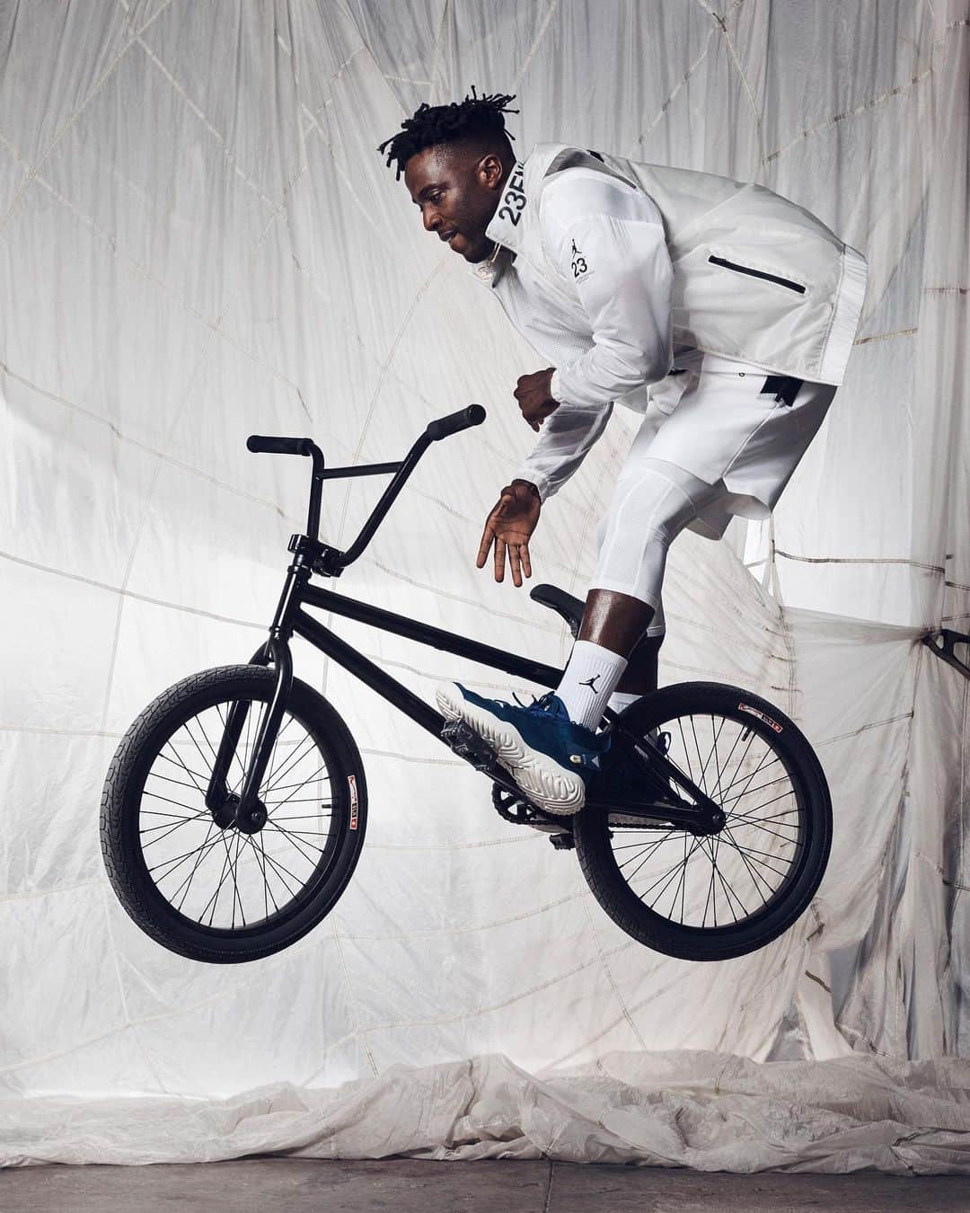 のインスタグラム：「@NigelSylvester turns it up a notch to own the city with the 23 Engineered Shorts. Available now.」