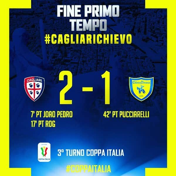 ACキエーヴォ・ヴェローナさんのインスタグラム写真 - (ACキエーヴォ・ヴェローナInstagram)「1st Half #CagliariChievo 2️⃣-1️⃣ @cagliaricalcio in 10 per l’espulsione di Rafael al 40’ 💛💙 #ForzaChievo #Chievo #ChievoVerona #calcio #coppaitalia」8月19日 4時26分 - acchievoverona