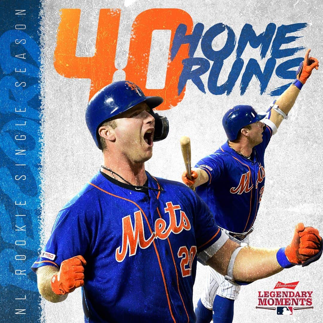 ニューヨーク・メッツさんのインスタグラム写真 - (ニューヨーク・メッツInstagram)「4️⃣0️⃣ home runs. A new single-season NL rookie record. WOW! ❄️🐻 #LGM #Mets #LegendaryMoments」8月19日 6時36分 - mets