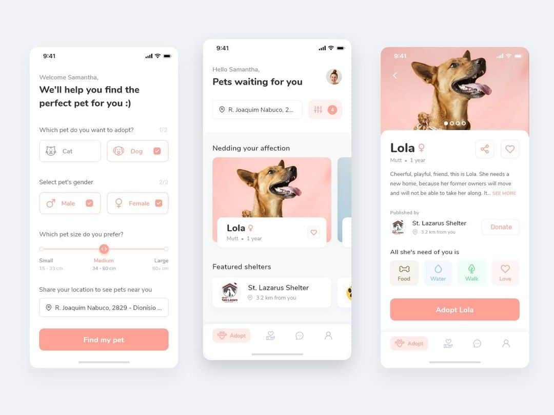 Dribbbleさんのインスタグラム写真 - (DribbbleInstagram)「Pet adoptoin app by @marcosoliveira07. Click the link in our bio to see more and follow this designer on Dribbble. ⠀ ⠀ #dribbble #dribbblers #design #uxdesign #uidesign」8月19日 7時30分 - dribbble