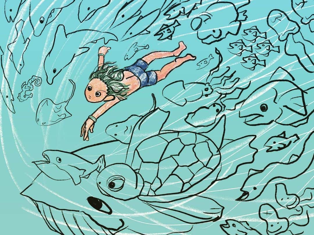 牧島輝のインスタグラム：「台本読んで、息抜きに絵描いてみたよ！海行きたい！綺麗な海でシュノーケリングしたい！  #絵 #イラスト #海」