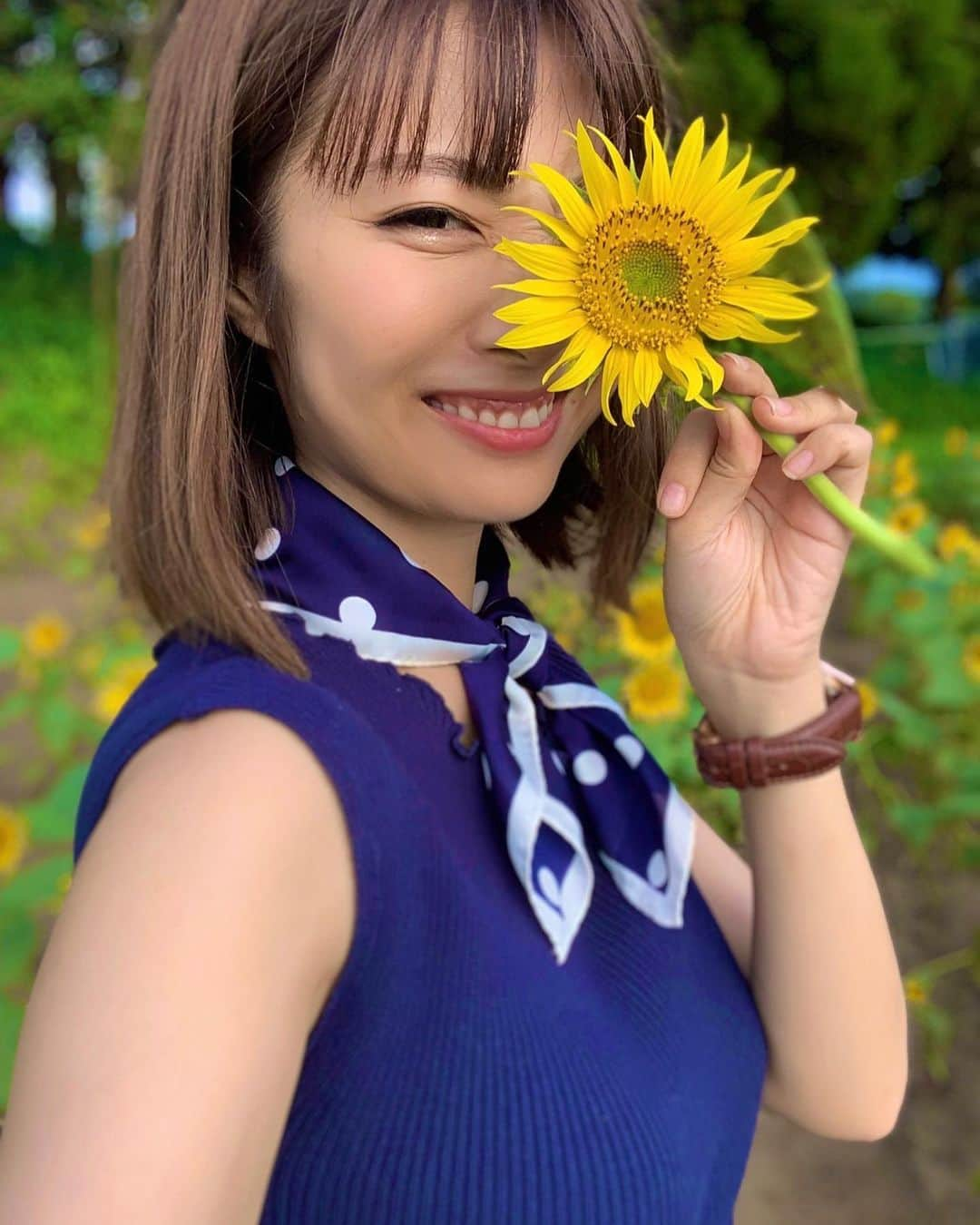 古川真奈美さんのインスタグラム写真 - (古川真奈美Instagram)「.﻿ .﻿ .﻿ ひまわり🌻﻿ ﻿ ﻿ ﻿ #ひまわり畑  #ヒマワリ畑  #夏﻿ #折れてたひまわりだよ  #ちぎってません  #誤解されたくないので﻿  #一応  #instagood  #instadiary ﻿ #instalike #instamood ﻿ #ow #instapic #instaphoto﻿ #girl　#follow #followme  #gravure  #japanesegirl  #selfies  #インスタグラビア」8月19日 19時31分 - mana_0619