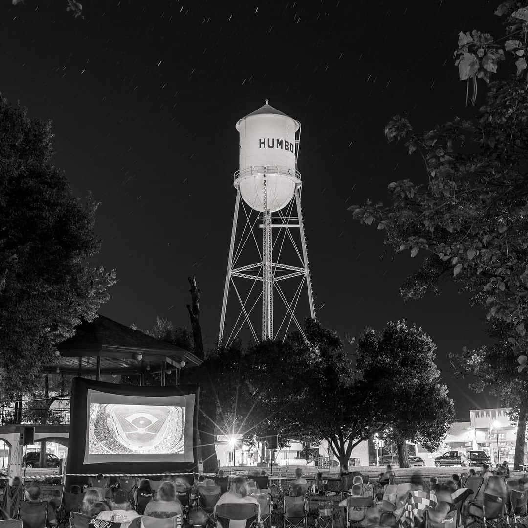 Robert Bingamanのインスタグラム：「Last night was Movie Night on the square. Guess what we watched?」