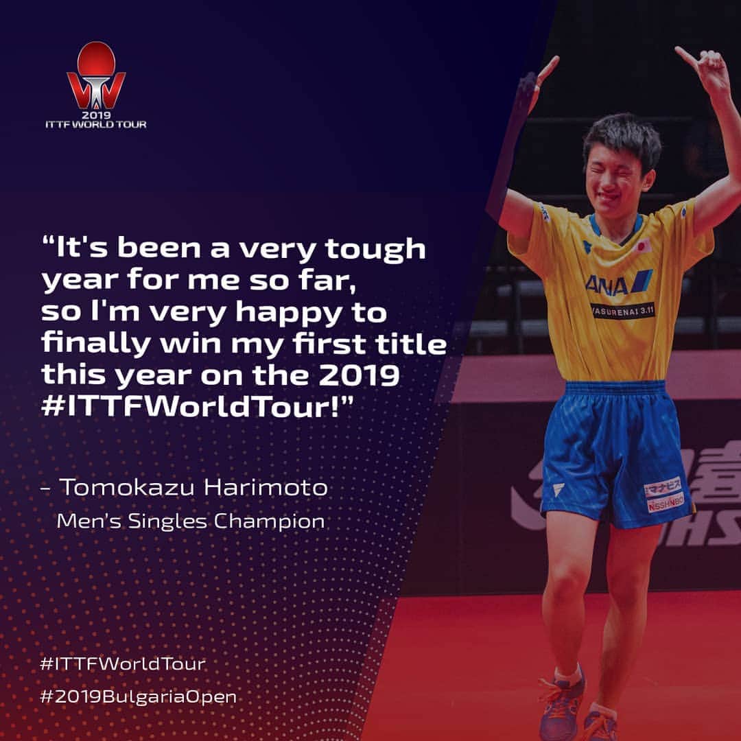 ITTF Worldさんのインスタグラム写真 - (ITTF WorldInstagram)「First title of 2019 bagged, check how Tomokazu Harimoto 🇯🇵 did it at the #ITTFWorldTour #2019BulgariaOpen in Panagyurishte 🇧🇬 on our Youtube 👉 Youtube.com/ITTFChannel‼️」8月19日 21時56分 - wtt