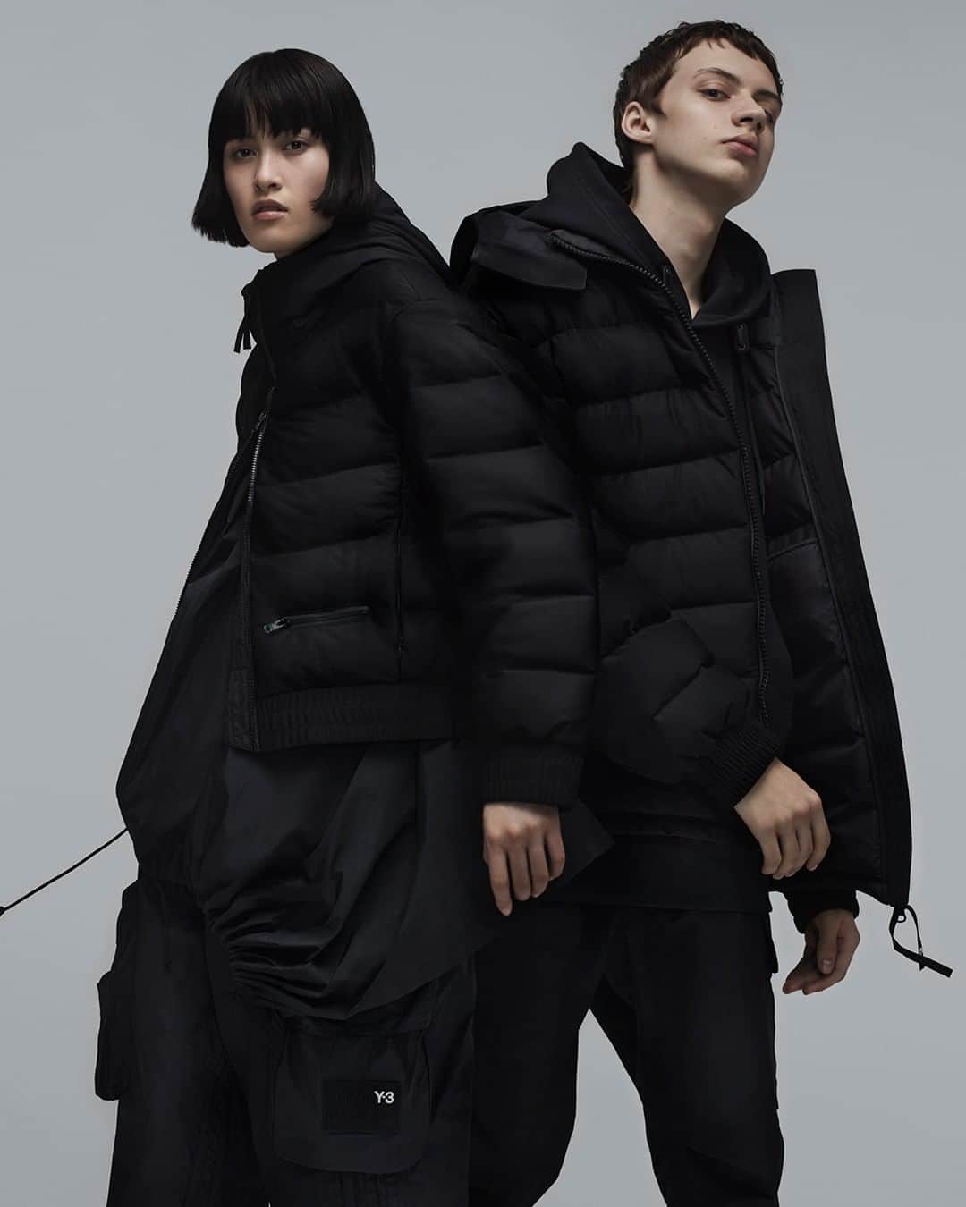 ワイスリーのインスタグラム：「Y-3 Seamless Down Hooded Jacket. Available August 22nd. Y-3 Fall Winter 2019. 📷: @yvanfabing Styling: @_mariechaix_ --- #adidas #Y3 #YohjiYamamoto Discover the collection at Y-3.com」