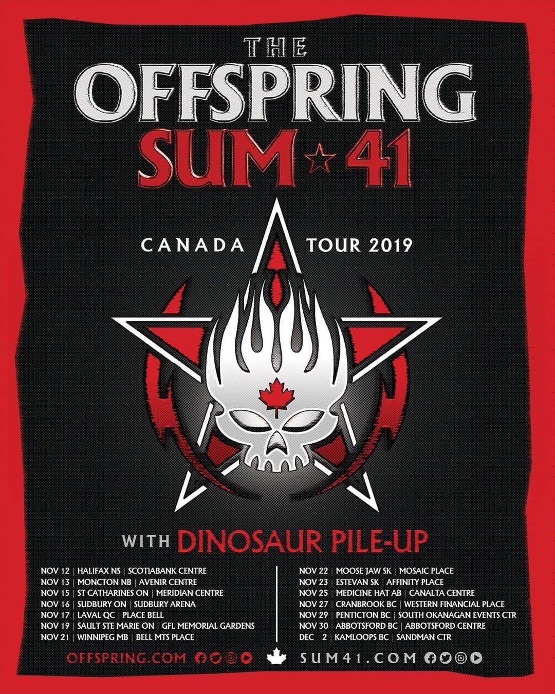 Sum 41さんのインスタグラム写真 - (Sum 41Instagram)「Canada! We're coming back this fall for 14 dates with @Offspring!  Get pre-sale tickets Tuesday, August 20 @ 10am - Thursday, August 22 @ 10pm local time using password SKUMFUK.  Public on sale begins Friday, August 23 at 10am local time.」8月19日 23時21分 - sum41