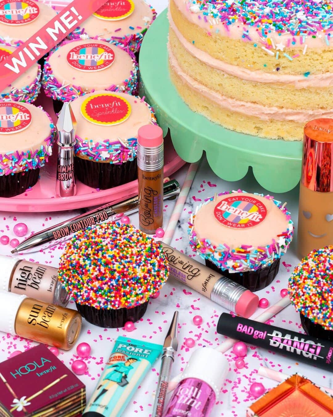 Benefit Cosmeticsさんのインスタグラム写真 - (Benefit CosmeticsInstagram)「Sweetest GIVEAWAY ever! 💞😘 Cupcakes & cosmetics are two of our favorite things, which is why we’re giving away a $250 #sprinkles gift card & $250 in #benefit product! - To enter: 1️⃣ Follow @benefitcosmetics & @sprinklescupcakes 2️⃣ Like this photo 3️⃣ Tag 3 BFFs! ➡️FOR EXTRA ENTRIES: comment a 😍 on our most recent posts, or share this post to your IG Stories, tagging @benefitcosmetics @sprinklescupcakes & #sweepstakes! - Good luck! 💗 Ends tomorrow, 8/20, at 11:59pm PST. Rules: bit.ly/benefitxsprinkles」8月20日 0時04分 - benefitcosmetics