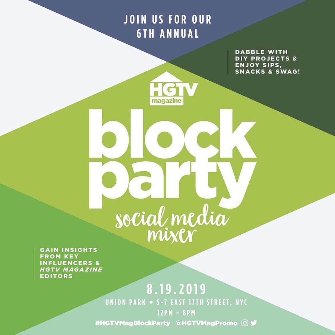 HGTVさんのインスタグラム写真 - (HGTVInstagram)「Follow the #HGTVMagBlockParty in our Instagram Stories today!  Repost from @sarapeterson_hgtv: ・・・ The #HGTVMagBlockParty is here! 🎉 Come enjoy a day full of fun activities and great speakers from 12 to 8 p.m. at 5-7 E 17th St. in NYC 👍 We can't wait to see you there, and don't forget to follow along in my stories! . . . #hgtvmagazine #hgtv #bloggerevent」8月20日 1時39分 - hgtv